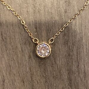 NIB 14k Gold Plated Bezel set Cz necklace